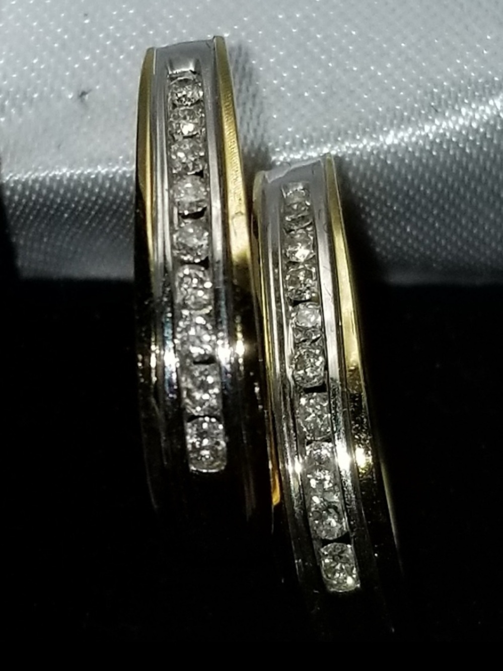 Two-Tone Gold and Silver Hoop Earrings with Channel-Set Diamonds